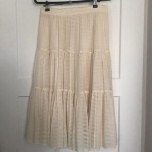Tory Burch ivory silk midi skirt